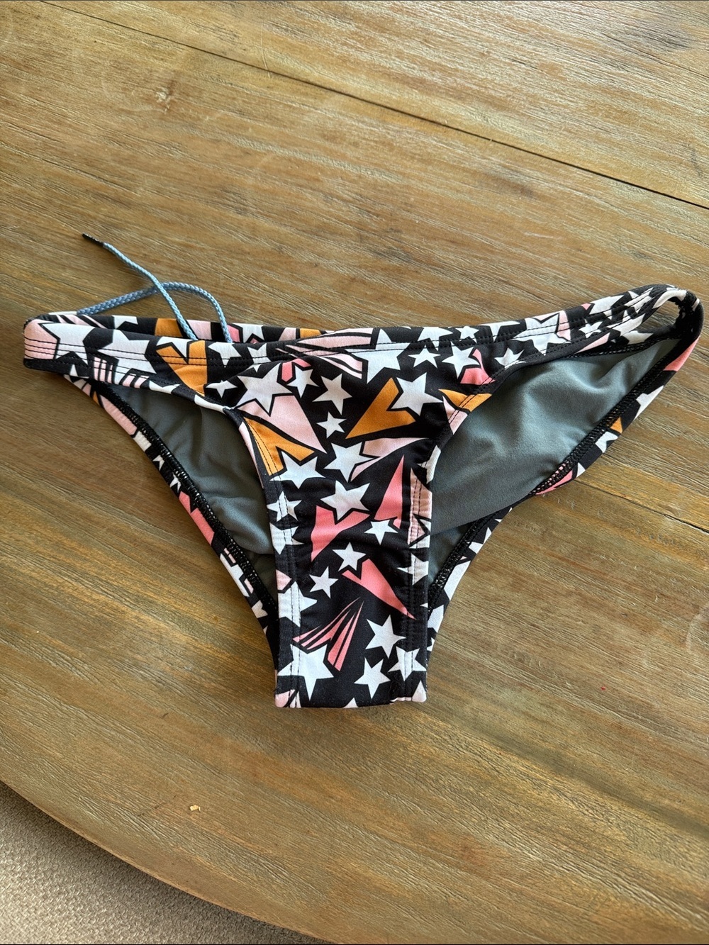 Jolyn Clothing Black Bikini Bottom with Pink and Orange Starburst EUROPE